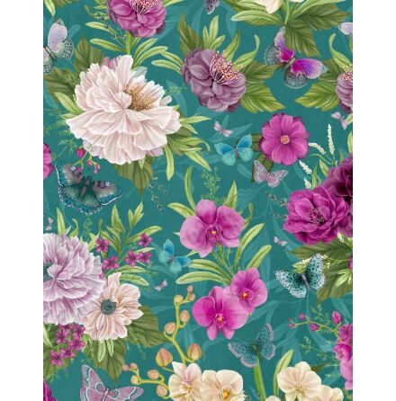 Midnight Garden Large Floral All Over Teal (17301)